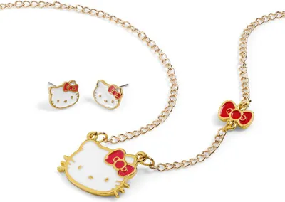Zdjęcie produktu dla Peers Hardy - Zestaw biżuterii Hello Kitty: naszyjnik i kolczyki premium