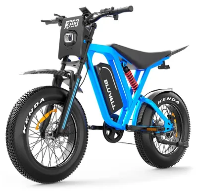 Obrázek produktu pro Elektrické kolo Fatbike – elektro kolo pro dospělé – 48V, 25Ah lithium-iontová baterie – bezkartáčový motor – hydraulické kotoučové brzdy – dvojité odpružení – modrá barva