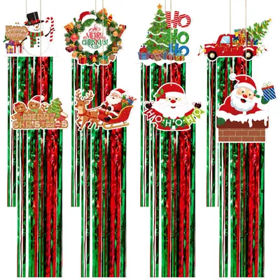 Weihnachts-Folienschlangen, 8er Set, mehrfarbig, 28x30x2 cm