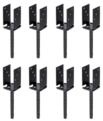 Zdjęcie produktu dla Alberts 8 x wsporniki słupków U, szerokość 71 - 131 mm, wysokość 110 mm, kotwa do betonu ze stali falistej 200 mm, ocynkowana, powlekana czarnym tworzywem sztucznym, do osadzania w betonie