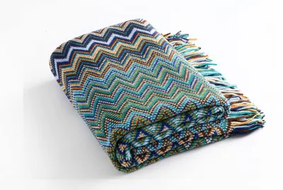 Zdjęcie produktu dla Solidchoice - Duży niebieski koc 130x230 cm, idealny do sofy i łóżka