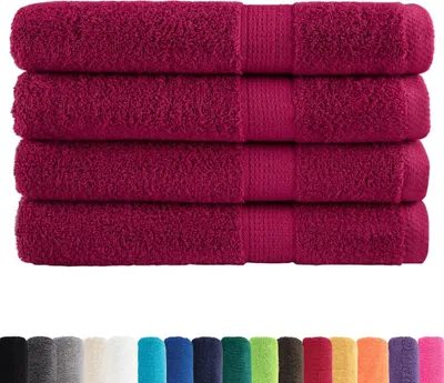 Produktbild von vidaXL Premium Handtücher SOLUND 4 Stk. Bordeaux 100x200 cm 600 g/m²