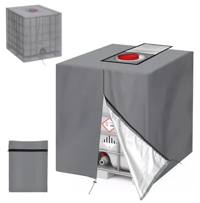 Produktbild von IBC Tank Abdeckung 1000L Grau 120x100x116cm Wasserdicht Winddicht Anti-UV 210D Oxford