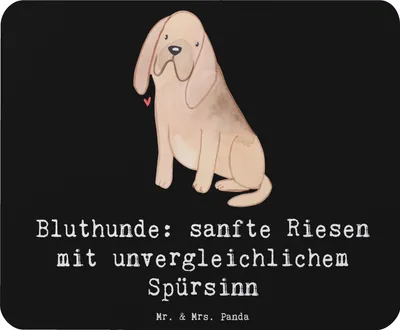 Produktbild von Mr. & Mrs. Panda Mauspad Bluthunde - Schwarz - Geschenk, mousematte, freundlicher Hund, Hundeerziehung, Bloodhound, Hundezucht, Mouse Pad, Hunderassen, laptop, Hunderasse