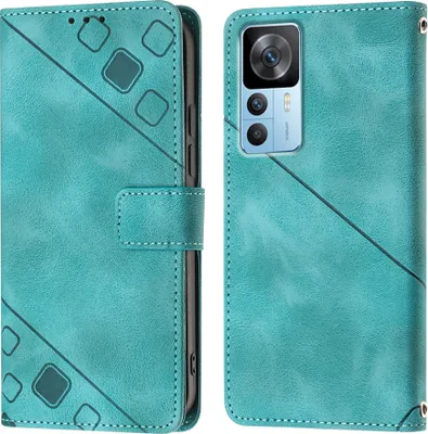 Produktbild von Hülle für Xiaomi 12T / 12T Pro / Redmi K50 Ultra Prägung Flip Leder Brieftasche Schutzhülle mit Ständer Grün