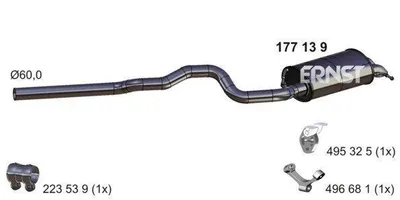 Produktbild von ERNST 177139 Endschalldämpfer für VW Transporter V Bus (7HB, 7HJ, 7EB, 7EJ, 7EF, 7EG, 7HF, 7EC) Auspuff