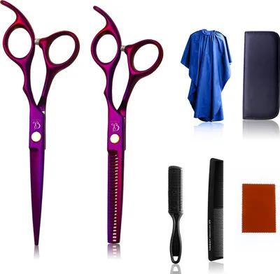 Produktbild von Haarschneideschere, Premium Haarschere Friseurscheren Set Frisörschere Schere Haare Schneiden Scharfe Einseitiger Effilierer Effilierschere Profi Friseur Friseurschere Haarschnitt Salon, Zuhause