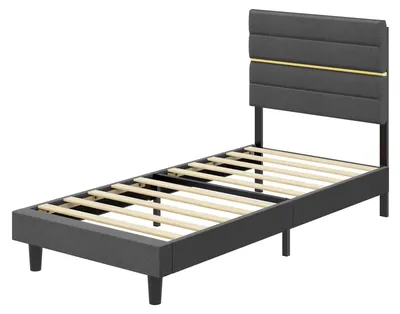 Zdjęcie produktu dla Stelaż łóżka do materaca 90x200 cm | Beżowy | 90x202x110/116,5 cm