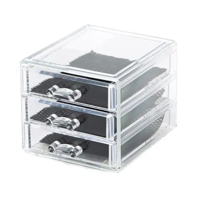 Image de petit coffret à bijoux à 3 tiroirs, transparent