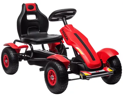 Produktbild von HOMCOM Gokart Tretauto mit Handbremse, verstellbarem Sitz, bis 50kg Rot