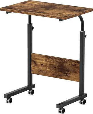 Productafbeelding van Famanu verstelbare laptoptafel met wielen - multifunctionele bijzettafel voor bed en bank