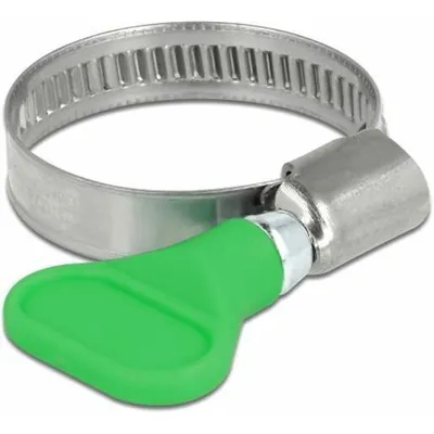 Produktbild von DeLOCK Schlauchschelle Edelstahl 400 SS mit Flügelmutter 20 - 35 mm 5 Stück grün, Schmetterlingsklemme, Grün, Kunststoff, Edelstahl, Polybag, 2 cm, 3,5 cm