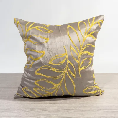 Produktbild von Kissen von Lysel - gelb Blätterzweige Cabilao 38x38, reines Polyester Dekokissen