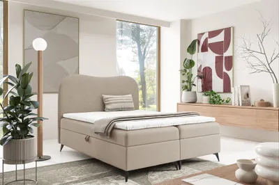 Produktbild von Boxspringbett Schlafzimmerbett BLAIR PREMIUM 140x200cm Stoff Now or Never Beige