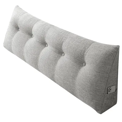 Produktbild von Rückenkissen 200*50*20cm Keilkissen Lesekissen für Bett und Sofa geeignet  mit abnehmbarem und waschbarem Bezug Baumwolle und Leinen Hellgrau