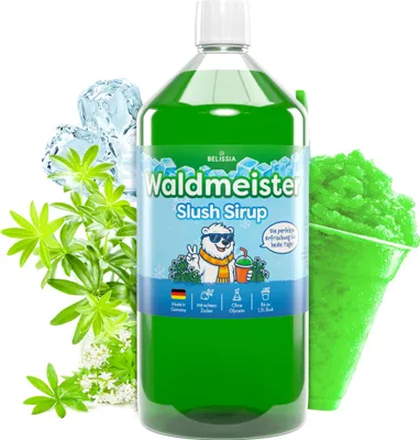 Produktbild von Belissia Slush Eis Sirup 1000ml Konzentrat | Waldmeister Geschmack | sehr ergiebig in knalligen Farben (1:5) für bis zu 6 Liter | Glycerin frei