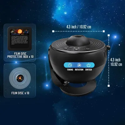 Produktbild von Galaxie-Projektor - Planetariumsprojektor - Sternenhimmel - Sonnensystem - Sternbilder - Mond - LED - Schwarz