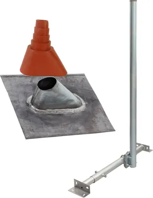 Produktbild von PremiumX BASIC X120-48 SAT Dachsparrenhalter 120cm Mast Blei-Ziegel Tülle rot