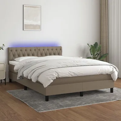 Produktbild von The Living Store Boxspringbett mit Matratze & LED Taupe 140x200 cm Stoff