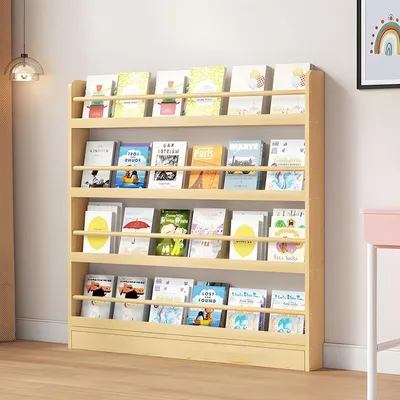 Produktbild von Bücherregal Kinderzimmer 100x10x120cm Holzfarbe 4 Fach Kippschutz