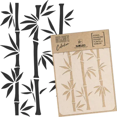 Produktbild von Malschablone für Handwerk A3 30x42cm, Bambusschüsse Chinesisch Orientalisch Muster, Wiederverwendbare Kunststoff DIY & Scrapbooking Zeichenschablone