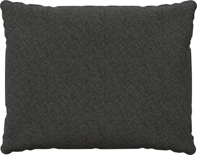 A dark gray cushion on a white background.