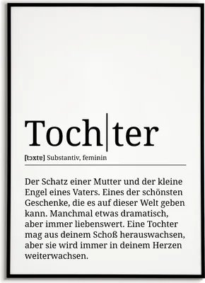 Produktbild von Tochter Poster Definition - Tochter Geschenk Wandbild – A3 (29.7x42cm) / schwarzer Bilderahmen
