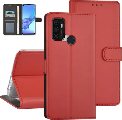 Produktbild von Oppo A53s Book type case - Card holder - Magnetic closure - Red