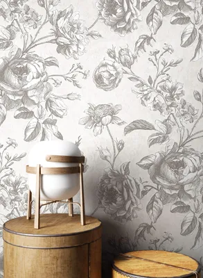 Produktbild von NEWROOM Tapete Grau Vliestapete Blumen - Blumentapete Floral   Rosen Beton  Romantisch