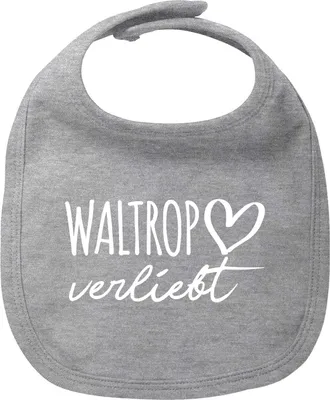 Produktbild von Huuraa Baby Lätzchen Waltrop verliebt Heather Grey Klettverschluss  Baumwolle Latz Geschenkidee