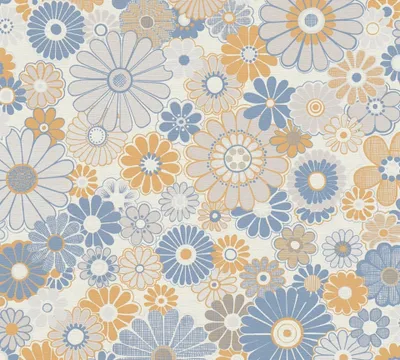 Image de Papier peint intissé 39535-2 Retro Chic fleurs bleu
