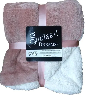 Productafbeelding van Unyqoos® Fleece-Teddy plaid, 150x200 cm – extra dikke, dubbelzijdige woondeken (fleece en teddy), oudroze