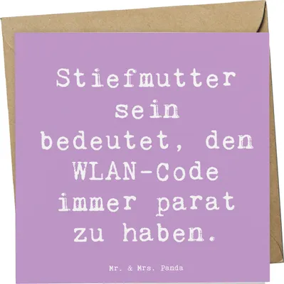 Produktbild von Mr. & Mrs. Panda Glückwunschkarte Spruch Stiefmutter Heldin - Lavendeltraum - Geschenk, doppelkarte, familie, anlasskarte, besonders, faltkarte, sein, technologie