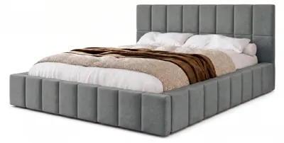 Obrázek produktu pro Postel s čalouněnou konstrukcí, rozměry 180x200 cm, s úložným prostorem - Sametový materiál v barvě šedé