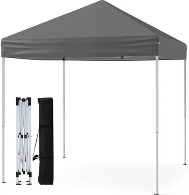 Obrázok produktu pre COSTWAY altánok 2x2m, vyskakovací skladací altánok, skladací stan, vrátane 8 kolíkov do zeme, 4 lán proti vetru a 1 tašky na prenášanie, záhradný altánok, sivý