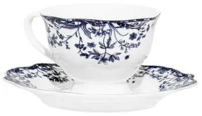 Produktbild von ESTIA Kaffeetasse Porzellantasse Tasse mit Untertasse 90 ml Espressotasse elegant Retro