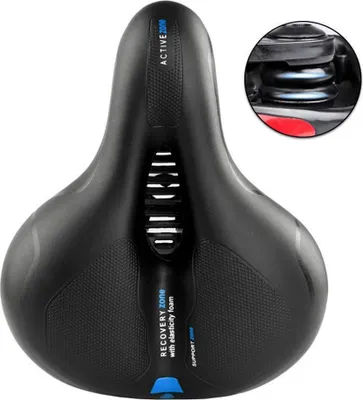 Imagen del producto de Sillín de bicicleta cómodo - Sillín para bicicleta de montaña (MTB) - Transpirable - Resistente al agua - Doble amortiguación - Unisex - Azul
