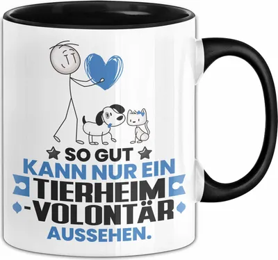 Produktbild von Tierheimvolontär Geschenk Tasse So Gut Kann Nur Ein Tierheimvolontär Aussehen Geschenkidee Kaffee-Becher (Schwarz)
