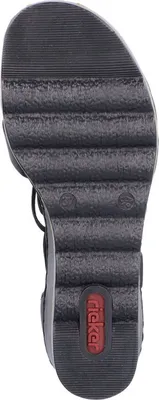 Produktbild von Rieker Damen Sandalette T-Riemen Keilabsatz und geschlossene Fersenpartie 67480, Größe:37 EU, Farbe:Schwarz
