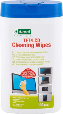 Produktbild von D.RECT Reinigungstücher in Spender 100 Stück TFT/LCD-Monitore Tablet