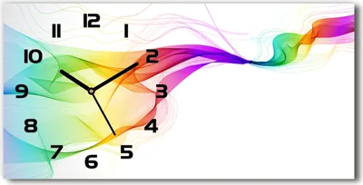 Produktbild von Wanduhr aus Glas – 60x30 cm - Glasbild - Glasuhr - Gehärtetes Glas - schwarze-zeiger - Bunte Abstraktion