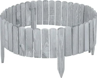 Produktbild von Garronda Beeteinfassung Holz Rollzaun Gartenzaun imprägniert Flexibler Rollborder Rasenkante Palisade Umzäunung für Garten Länge: 200 cm GD-0046 (Grau, Höhe: 10 cm)