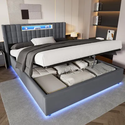 Obrázek produktu pro STILVORA, postel pro mládež, rozměry 160x200 cm, s úložným prostorem, postel s úložným prostorem, šedá, bez matrace