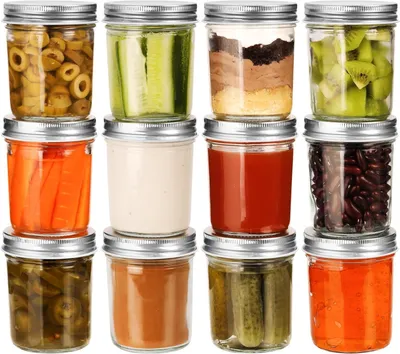 Immagine prodotto di Barattoli di vetro - Contenitori per conserve - Conservazione degli alimenti - Coperchio ermetico - 200 ml, confezione da 12 pezzi - Trasparente