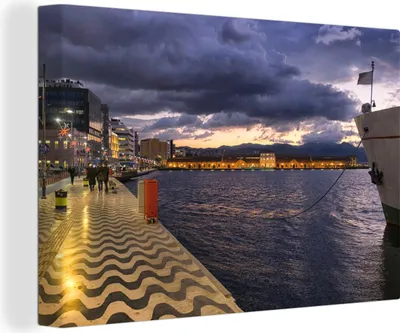 Obrázek produktu pro OneMillionCanvasses® - Výtisky na plátně - 140x90 cm, Západ slunce s dramatickou oblohou v blízkosti Izmiru v Evropě, Nástěnné umění tisk nástěnné dekorace - Fotografie na plátně