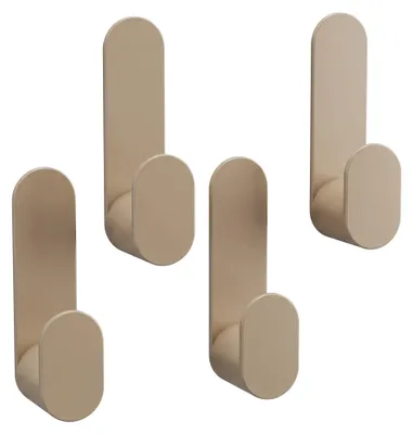 Image de DEKAZIA® Lot de 4 crochets adhésifs Warm Greige (beige) – Crochets porte-serviettes sans perçage, jusqu'à 3 kg – Acier inoxydable thermolaqué