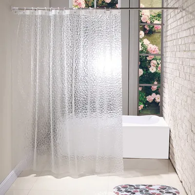 Immagine prodotto di ZELURXX Tenda da doccia trasparente, per uso bagnato e asciutto, impermeabile, antimuffa, in materiale EVA rinforzato, tende da bagno con motivo 3D, 180 x 200 cm
