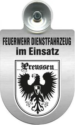 Produktbild von Einsatzschild Windschutzscheibe - Feuerwehr Dienstfahrzeug im Einsatz - 393801 - incl. Regionenwappen Color - Region Preussen