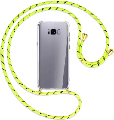 Produktbild von Handykette Backcover-Schutzhülle mit Band (Metall goldfarben) für Samsung Galaxy S8 Plus - neongelb