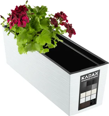 Produktbild von KADAX Blumentopf mit Einsatz "Treviso", 56 cm, Blumenkübel Outdoor, Ritzmuster, Weiß